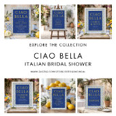 Italiaanse Ciao Bella Blauwe Bruiloftsdouche Kaart