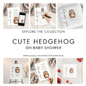 Hedgehog Rotated Script Luier Raffle Baby shower Informatiekaartje