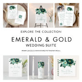 Groene Gouden Bloemen QR Code Huwelijk Smaragd Save The Date