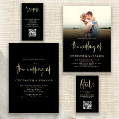 Poster Modern Gold Script Black Wedding Menu