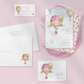 Roze Goud Hete Luchtballon Baby shower Uitnodiging