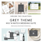 Afdrukbare minimalistische Grey Text Wedding Menu  Kaart