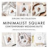 Minimalistische vierkante foto bruiloft programmakaart