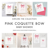 Modern Script Pink Bow-Baby shower Kaart