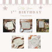 Silly Goose 1st Birthday Green Gingham Servet