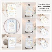 Blue Gingham Gekke Goose Baby shower Favorietentje Cadeaulabel