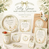 Groene Gingham Dwaze Gans Baby Shower Kaart