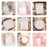 Gekke Goose Pink Gingham verjaardagsfeestje Cadeaupapier
