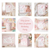 Dwaas Gans Roze Gingham Baby Shower Uitnodiging