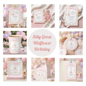 Dwaas Gans Roze Gingham Baby Shower Uitnodiging