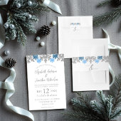 Silver Blue Snowflakes Winter Wedding Wandkleed