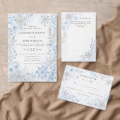 Budget Zilver Blauw Sneeuwvlok Bloem Winter Bruilo (Personaliseer de collectie van deze zelfstandige maker.)