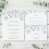 Eenvoudige Winter Zilveren Blauwe Sneeuwvlok Kerst Programmakaart (Personaliseer de collectie van deze zelfstandige maker.)