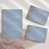Modern Dusty Blue Silver Glitter Wedding Bedankdoosjes