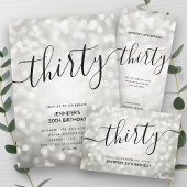 Zilveren Glitter Lights 30th Verjaardag Dank u Bedankkaart