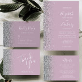 Silver Glitter Dusty Paarse bruiloft dank u Kaart