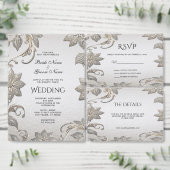 Zilver Goud Bloemen Uitnodiging Buik Band Uitnodigingen Wikkel (Personaliseer de collectie van deze zelfstandige maker.)