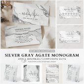 Glam Silver Grey Agate Geode Monogram Script Naam Notitieboek