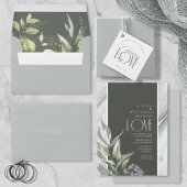 Silver Leaf Wedding Sage Green ID876 Gastenboek