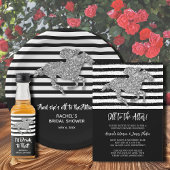 Silver Horse Black White Stripes Wedding All In One Uitnodiging