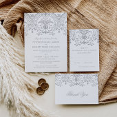 Elegant Zilver  Glamour Bruiloft Save The Date