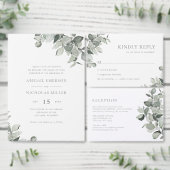 Eenvoudige Waterverf Eucalyptus Weddenschap RSVP Kaartje (Personaliseer de collectie van deze zelfstandige maker.)