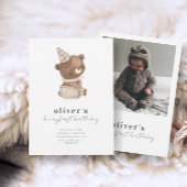 Cute moderne beren foto 1e verjaardag kaart