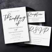 Eenvoudige Elegant Black Script Wedding Seating Ch Poster