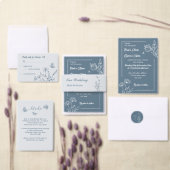 Romantische elegante stoffige blauwe bloemen bruil kartonnen onderzetters (Personaliseer de collectie van deze zelfstandige maker.)