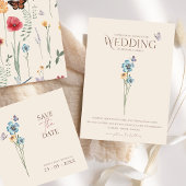 Eenvoudige Blauwe Wildflower Vlinders Bloemenbruil Ronde Sticker