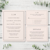 Eenvoudige Blush Roze Monogram Elegante Huwelijk Informatiekaartje (Personaliseer de collectie van deze zelfstandige maker.)