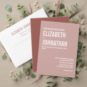 Simple Boho Dusty Roos Wedding Typografie Programmakaart (Personaliseer deze collectie van deze onafhankelijke maker. Test)