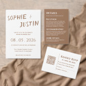 Minimalistische Boho Elegante Script Trouwdag Kaart (Personaliseer de collectie van deze zelfstandige maker.)