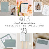 Black Simple Botanical Stem Weddenschap Gold Folie Uitnodiging