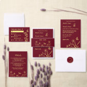 Romantische elegante gouden bloem bordeaux bruilof save the date (Personaliseer de collectie van deze zelfstandige maker.)