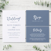 Eenvoudige Dusty Blue Bold Fonts Modern Wedding Programmakaart (Personaliseer de collectie van deze zelfstandige maker.)