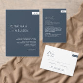 Klassiek wit & marineblauw monogram script bruilof kaart (Personaliseer de collectie van deze zelfstandige maker.)