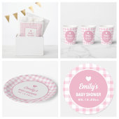Roze Gingham Meisje Baby shower Luier Raffle Ticke Informatiekaartje