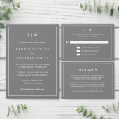 Eenvoudig donkergrijs monogram elegante bruiloft informatiekaartje (Personaliseer de collectie van deze zelfstandige maker.)