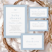 Elegant Eenvoudig Stoffig Blauw Jongens Baby showe Bedankkaart