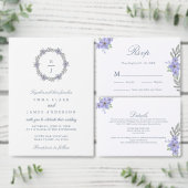 Lavendel Bloemig Monogram Trouw Dankkaart Bedankkaart (Personaliseer de collectie van deze zelfstandige maker.)