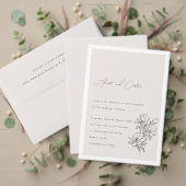 Elegante Eenvoudige Lijn met Kunstbloemen & Rand Kaart (Personaliseer deze collectie van deze onafhankelijke maker. Test)