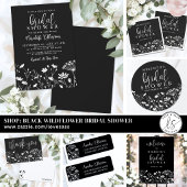 Zwarte Elegante Wilde Bloem Retouradres Etiket