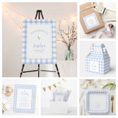 Elegant Blue Gingham Boy Baby shower Luier Raffle Informatiekaartje