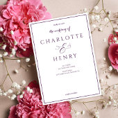 Modern Elegant Kalligrafie Script Paarse bruiloft Kaart