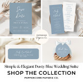 Elegant Dusty Blue Simple Calligraphy Wedding  Menu