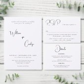 Eenvoudig Elegant Black en White Wedding Uitnodigingen Wikkel (Personaliseer de collectie van deze zelfstandige maker.)