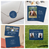 Eenvoudig Elegant Navy Blue 2024 Afstuderen Afstud Glas Ornament