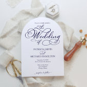 We Are Tying The Knot Navy Blue Script Trouwdag Kaart