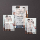 Eenvoudige Elegante 2 foto overlay script bruiloft Kaart (Personaliseer de collectie van deze zelfstandige maker.)